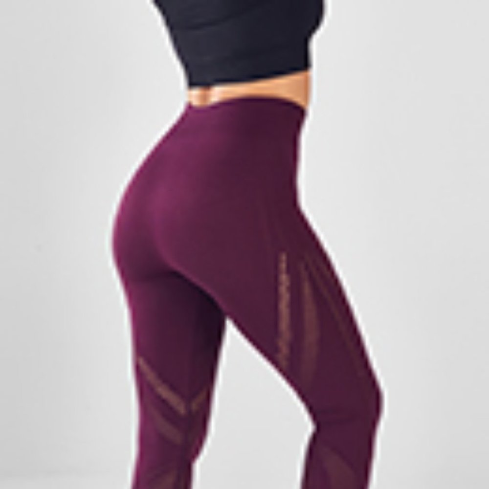 Fabletics Burgundy SculptKnit High-Waisted Mesh Capri